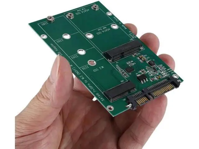 Alt view image 5 of 5 - 2 in 1 Mini PCI-E 2 Lane M.2 And mSATA SSD To SATA III 7+15 Pin Adapter