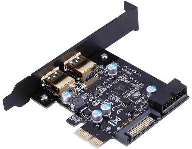 Main image of speed PCI-E to USB 3.0 with 2 USB Ports PCI Express Expansion Card 19-Pin Power Connector support PCIE 1X 4X 8X 16X