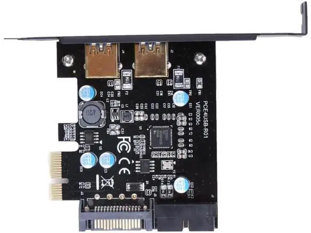 Alt view image 4 of 5 - speed PCI-E to USB 3.0 with 2 USB Ports PCI Express Expansion Card 19-Pin Power Connector support PCIE 1X 4X 8X 16X