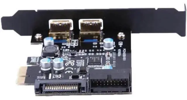 Alt view image 5 of 5 - speed PCI-E to USB 3.0 with 2 USB Ports PCI Express Expansion Card 19-Pin Power Connector support PCIE 1X 4X 8X 16X