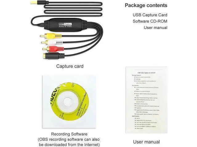 Alt view image 2 of 7 - VHS to Digital Converter Male RCA to USB Audio Video Converter USB 2.0 Video Capture Card Convert VHS to Digital from VHS VCR Mini DV Hi8 DVD for MAC/PC