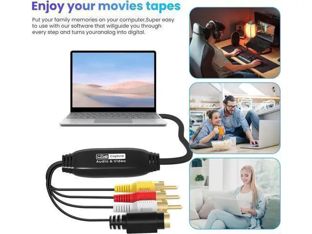 Alt view image 5 of 7 - VHS to Digital Converter Male RCA to USB Audio Video Converter USB 2.0 Video Capture Card Convert VHS to Digital from VHS VCR Mini DV Hi8 DVD for MAC/PC