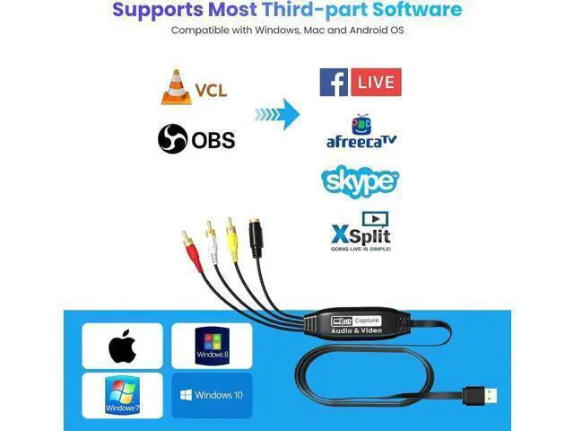 Alt view image 6 of 7 - VHS to Digital Converter Male RCA to USB Audio Video Converter USB 2.0 Video Capture Card Convert VHS to Digital from VHS VCR Mini DV Hi8 DVD for MAC/PC