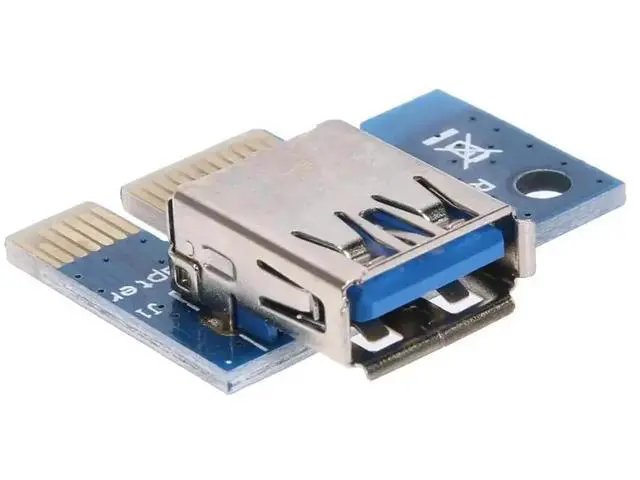 Alt view image 4 of 6 - 006C PCI-E 1X to 16X Extender Riser Card 6Pin Power Adapter Cord with LED Indicator for Bitcoin Miner