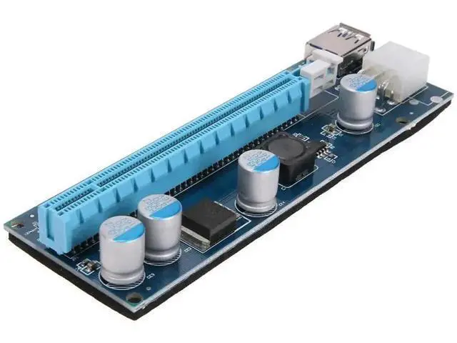 Alt view image 5 of 6 - 006C PCI-E 1X to 16X Extender Riser Card 6Pin Power Adapter Cord with LED Indicator for Bitcoin Miner