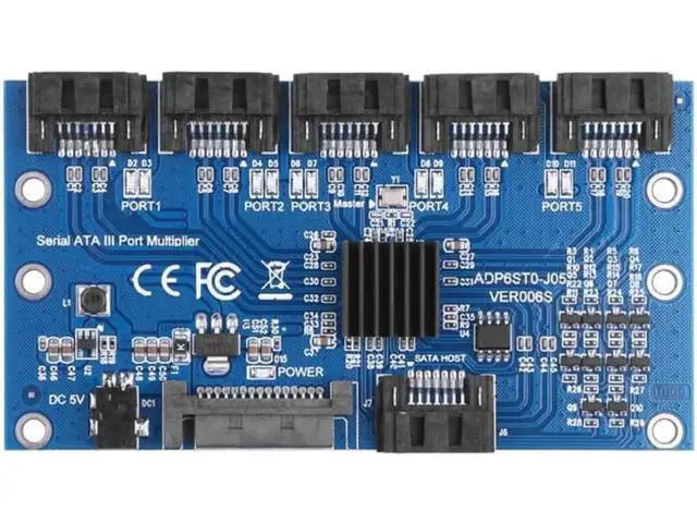 Alt view image 4 of 5 - Card Motherboard Sata Expansion Card 1 To 5 Port Sata3.0 6Gbps Multiplier Sata Port Riser Card Adapter For Comp
