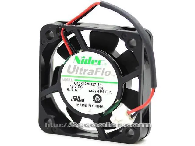 Alt view image 3 of 4 - Original Nidec U40X12MHZ7-51 12V 0.10A 4CM 4010 2 Wires 2 Pins DC Fan