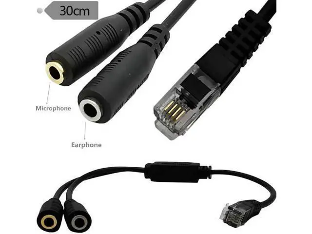 Alt view image 3 of 6 - RJ9 Plug to Dual 3.5mm Jack for PC Headset to Avaya 1600 9600 SNOM Yealink Phones