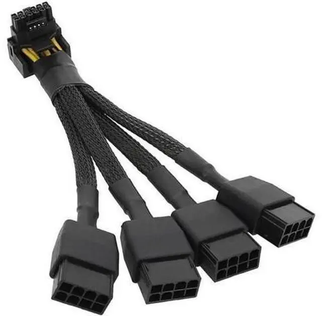 Main image of GPU RTX4090 18AWG 4x8pin PCI-e to 16Pin (12+4) PCI-e 5.0 12VHPWR Connector 90 Degree Elbow 15CM for RTX4080 RTX4090