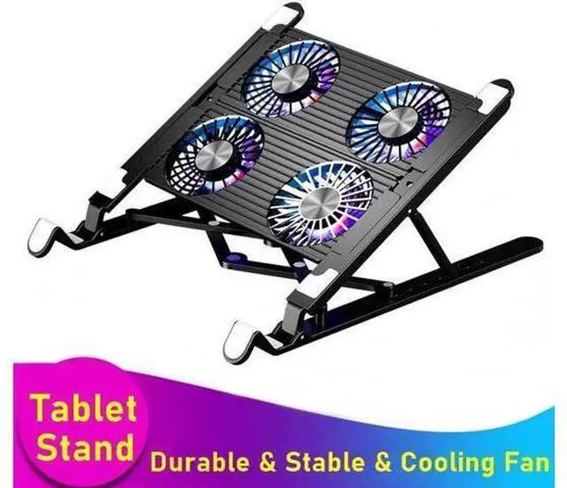 Main image of Laptop Tablet Stand, Foldable Detachable Computer Stand with 4 High-speed Cooling Fan, Ergonomic Adjustable Laptop Tablet Riser Compatible with All Laptop Tablets 11-17.3" Laptop Tablets MacBook Pro