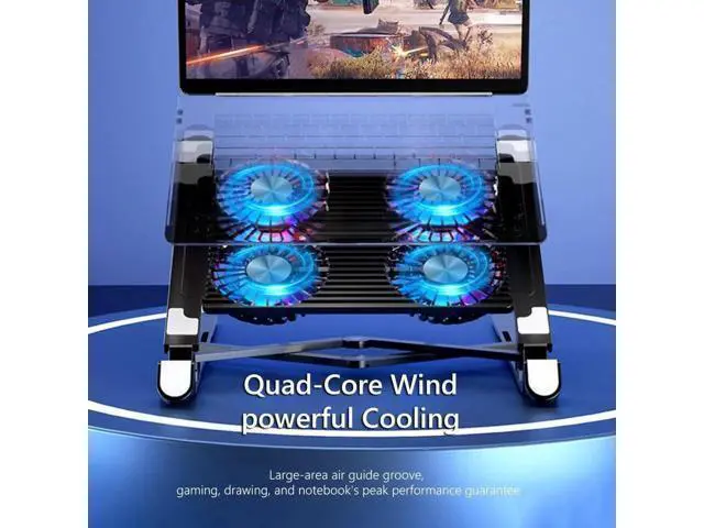 Alt view image 3 of 7 - Laptop Tablet Stand, Foldable Detachable Computer Stand with 4 High-speed Cooling Fan, Ergonomic Adjustable Laptop Tablet Riser Compatible with All Laptop Tablets 11-17.3" Laptop Tablets MacBook Pro
