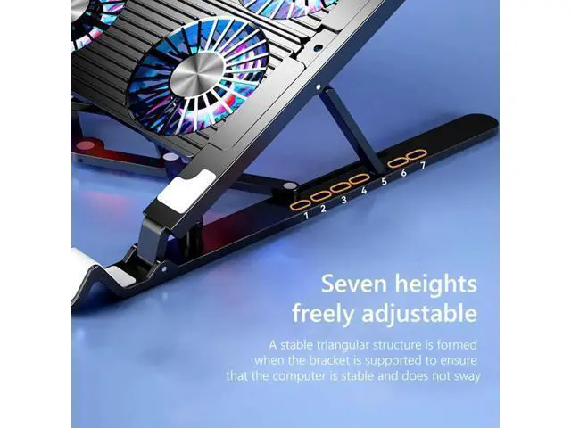 Alt view image 4 of 7 - Laptop Tablet Stand, Foldable Detachable Computer Stand with 4 High-speed Cooling Fan, Ergonomic Adjustable Laptop Tablet Riser Compatible with All Laptop Tablets 11-17.3" Laptop Tablets MacBook Pro