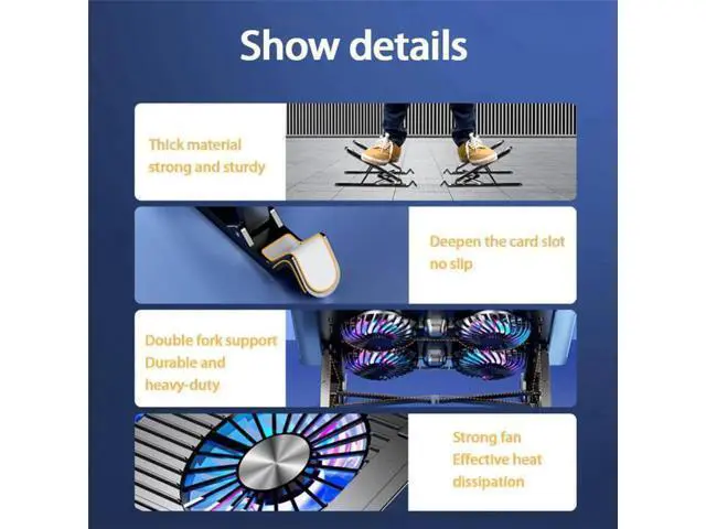 Alt view image 5 of 7 - Laptop Tablet Stand, Foldable Detachable Computer Stand with 4 High-speed Cooling Fan, Ergonomic Adjustable Laptop Tablet Riser Compatible with All Laptop Tablets 11-17.3" Laptop Tablets MacBook Pro