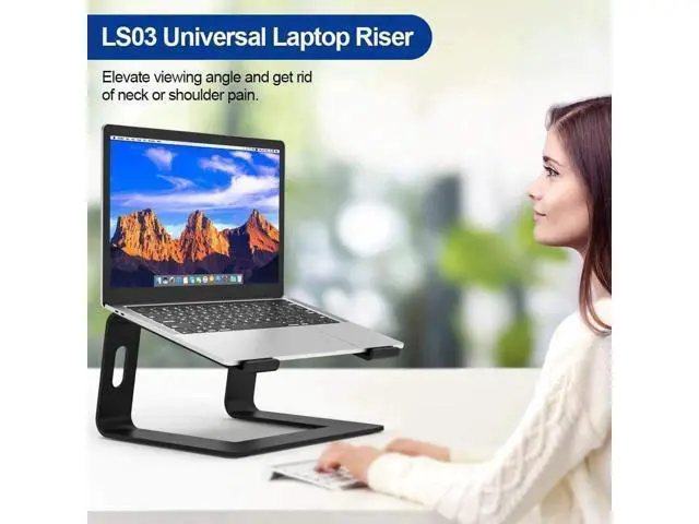Alt view image 2 of 7 - Laptop Stand, Ergonomics Aluminum Laptop Riser, Detachable Computer Stand, Adjust Laptop Holder Stand for Macs and laptops ,Black