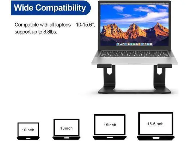 Alt view image 7 of 7 - Laptop Stand, Ergonomics Aluminum Laptop Riser, Detachable Computer Stand, Adjust Laptop Holder Stand for Macs and laptops ,Black