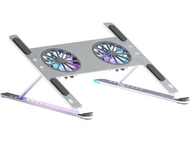 Alt view image 5 of 7 - Adjustable Laptop Tablet Stand with Dual High-speed Cooling Fan, Foldable Computer Riser, Ergonomic Computer Stand,Compatible with All 11-17.3 Inches Tablet or Laptop Notebook, MacBook, Air, Pro