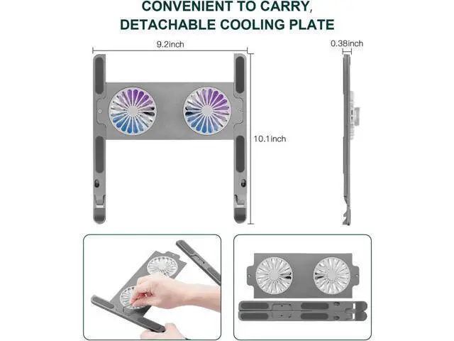 Alt view image 4 of 7 - Adjustable Laptop Tablet Stand with Dual High-speed Cooling Fan, Foldable Computer Riser, Ergonomic Computer Stand,Compatible with All 11-17.3 Inches Tablet or Laptop Notebook, MacBook, Air, Pro