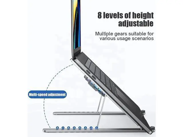 Alt view image 6 of 7 - Adjustable Laptop Tablet Stand with Dual High-speed Cooling Fan, Foldable Computer Riser, Ergonomic Computer Stand,Compatible with All 11-17.3 Inches Tablet or Laptop Notebook, MacBook, Air, Pro