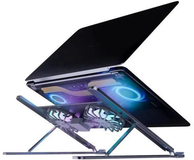 Main image of Adjustable Laptop Tablet Stand with Dual High-speed Cooling Fan, Foldable Computer Riser, Ergonomic Computer Stand,Compatible with All 11-17.3 Inches Tablet or Laptop Notebook, MacBook, Air, Pro