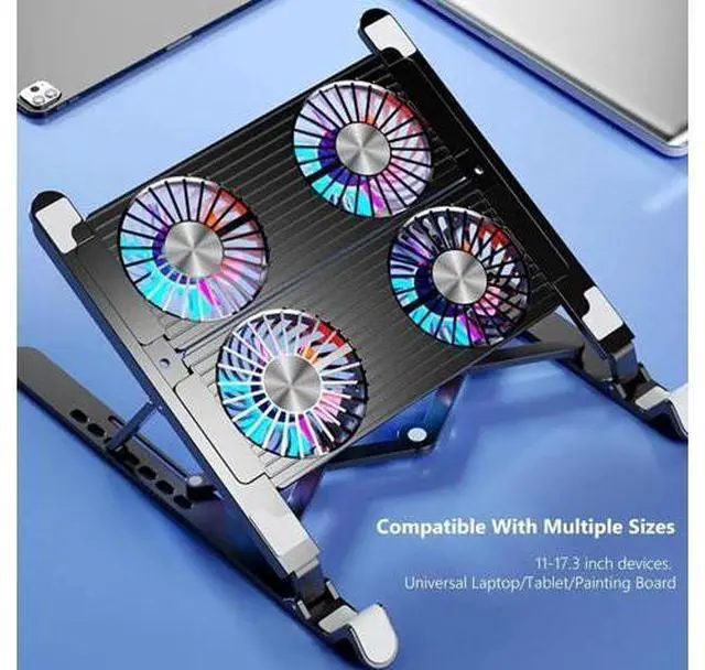 Main image of Laptop Tablet Stand, Ergonomic Foldable Adjustable Computer Stand Laptop Tablet Holder with 4 High-speed Cooling Fan, Compatible with 11-17.3 inches MacBook Pro/Air, Dell, Lenovo, HP, Samsung