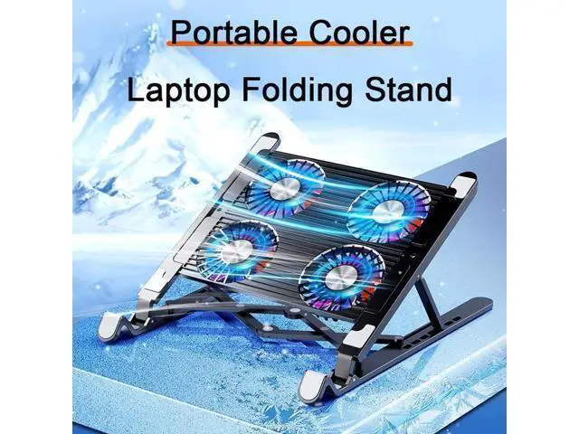 Alt view image 6 of 7 - Laptop Tablet Stand, Ergonomic Foldable Adjustable Computer Stand Laptop Tablet Holder with 4 High-speed Cooling Fan, Compatible with 11-17.3 inches MacBook Pro/Air, Dell, Lenovo, HP, Samsung