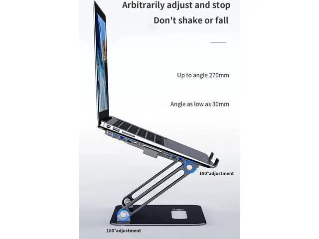 Alt view image 4 of 7 - Aluminum Adjustable Laptop Tablet Stand for Desk with 2 High-speed Cooling Fan for Laptop Tablet, Ergonomic Foldable Laptop Tablet Riser Stand for All 11-17.3 Inches Tablet or Laptop Notebook