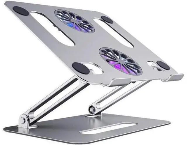 Main image of Aluminum Adjustable Laptop Tablet Stand for Desk with 2 High-speed Cooling Fan for Laptop Tablet, Ergonomic Foldable Laptop Tablet Riser Stand for All 11-17.3 Inches Tablet or Laptop Notebook