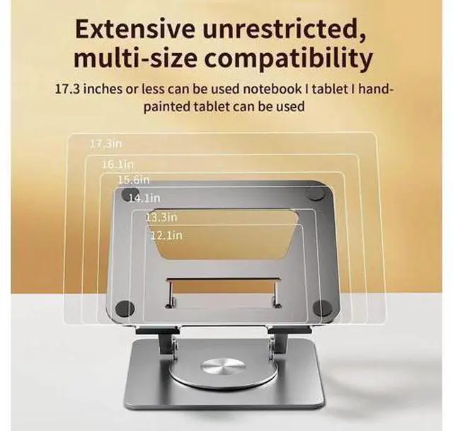 Alt view image 2 of 7 - Adjustable Laptop Stand with 360° Rotation - Laptop Riser with 360 Rotating Base, Ergonomic Notebook Stand Compatible with Air, Pro, Dell, HP, Lenovo More 10-17.3" Laptops (Gray)