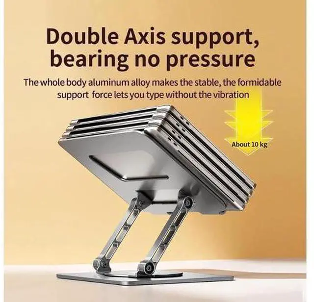 Alt view image 7 of 7 - Adjustable Laptop Stand with 360° Rotation - Laptop Riser with 360 Rotating Base, Ergonomic Notebook Stand Compatible with Air, Pro, Dell, HP, Lenovo More 10-17.3" Laptops (Gray)