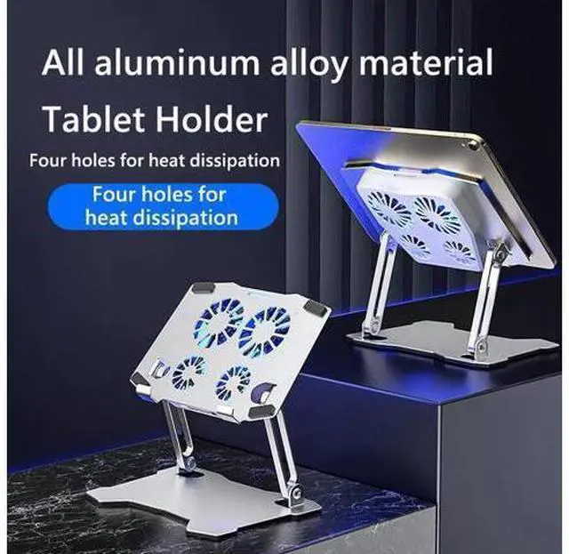 Alt view image 5 of 7 - Tablet Stand with 4 High-speed Cooling Fan, Ergonomics Aluminum Tablet Riser, Computer Stand, Adjust Tablet Holder Stand for MacBook Air 9-13.3" Tablets & Notebook