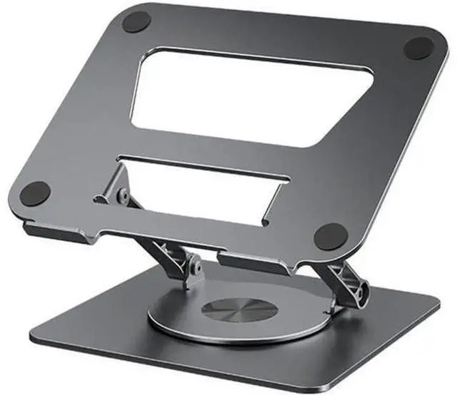 Main image of Laptop Stand with 360° Rotating Base Adjustable - Portable Foldable Ergonomic Aluminum Laptops Holder Compatible with 10 to 17.3 Inch All MacBook Pro Lenovo HP Notebook Computer, Gray