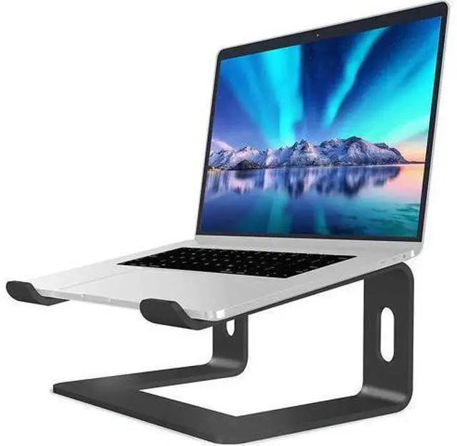 Main image of Adjustable Laptop Stand, Aluminum Computer Riser, Ergonomic Computer Stand for desk, Laptop Riser Notebook Stand ,Compatible with 10 - 15.6 Inches laptop, MacBook, Air, Pro, -(Black)