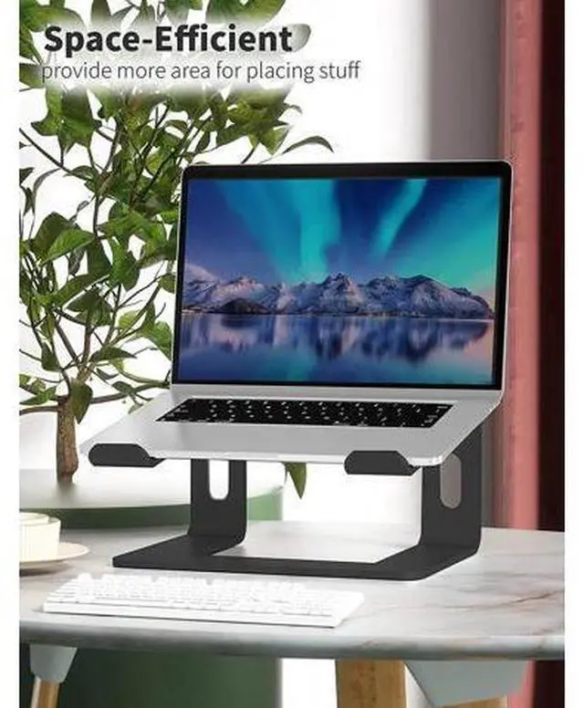 Alt view image 2 of 7 - Adjustable Laptop Stand, Aluminum Computer Riser, Ergonomic Computer Stand for desk, Laptop Riser Notebook Stand ,Compatible with 10 - 15.6 Inches laptop, MacBook, Air, Pro, -(Black)