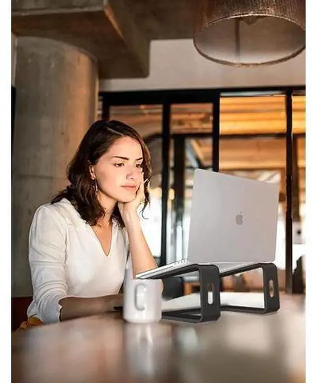 Alt view image 6 of 7 - Adjustable Laptop Stand, Aluminum Computer Riser, Ergonomic Computer Stand for desk, Laptop Riser Notebook Stand ,Compatible with 10 - 15.6 Inches laptop, MacBook, Air, Pro, -(Black)