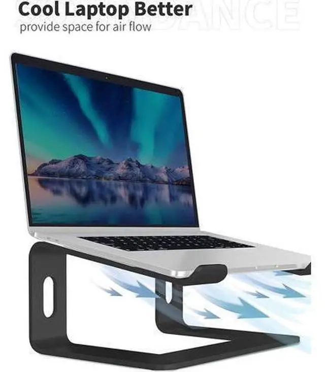 Alt view image 5 of 7 - Adjustable Laptop Stand, Aluminum Computer Riser, Ergonomic Computer Stand for desk, Laptop Riser Notebook Stand ,Compatible with 10 - 15.6 Inches laptop, MacBook, Air, Pro, -(Black)