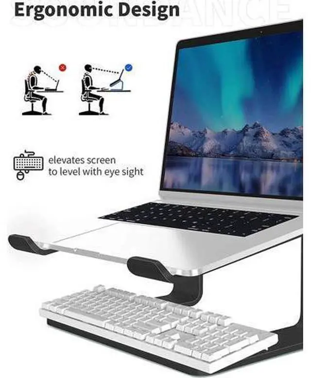 Alt view image 7 of 7 - Adjustable Laptop Stand, Aluminum Computer Riser, Ergonomic Computer Stand for desk, Laptop Riser Notebook Stand ,Compatible with 10 - 15.6 Inches laptop, MacBook, Air, Pro, -(Black)
