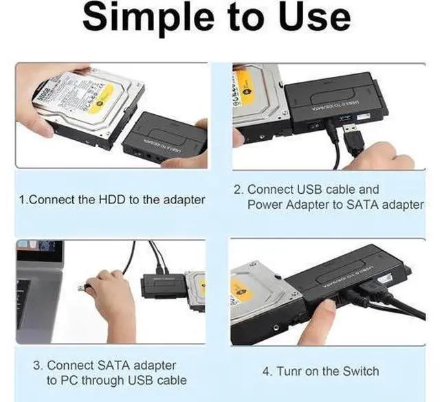 Alt view image 3 of 7 - USB 3.0 to SATA/IDE Adapter, External Hard Drive Reader Ultra Recovery Converter Compatible with 2.5/3.5in HDD/SSD DVD Optical Drive
