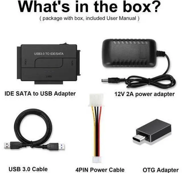 Alt view image 4 of 7 - USB 3.0 to SATA/IDE Adapter, External Hard Drive Reader Ultra Recovery Converter Compatible with 2.5/3.5in HDD/SSD DVD Optical Drive