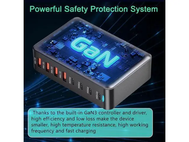 Alt view image 2 of 7 - 320W GaN III Fast Charger 8-Port USB Type C Phone Charger Quick Charge 3.0 Power Adapter, GaN Tech Laptop USB C Power Adapter Block For iPhone 16 15 14 13 Samsung Desk Charger