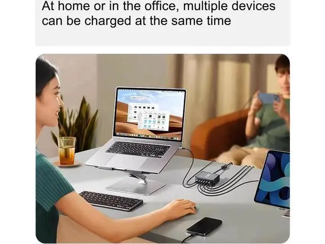 Alt view image 6 of 7 - 320W GaN III Fast Charger 8-Port USB Type C Phone Charger Quick Charge 3.0 Power Adapter, GaN Tech Laptop USB C Power Adapter Block For iPhone 16 15 14 13 Samsung Desk Charger