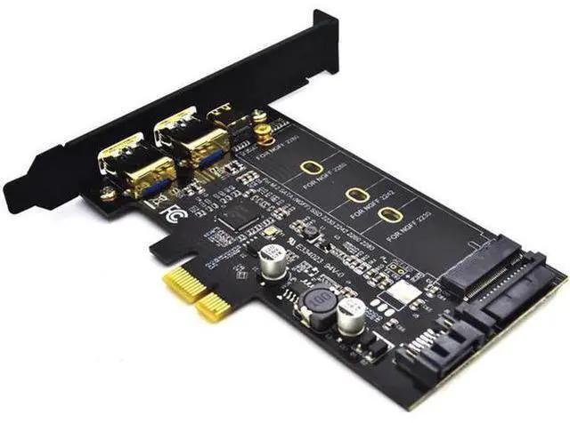 Main image of 2x USB 3.0 & Type-c M.2 PCIe Adapter M2 SSD SATA B Key to PCI-e 3.0 Controller Converter Riser Card for 2280 2260 2242 2230 NGFF