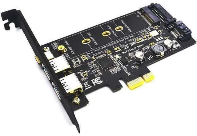 Alt view image 5 of 5 - 2x USB 3.0 & Type-c M.2 PCIe Adapter M2 SSD SATA B Key to PCI-e 3.0 Controller Converter Riser Card for 2280 2260 2242 2230 NGFF