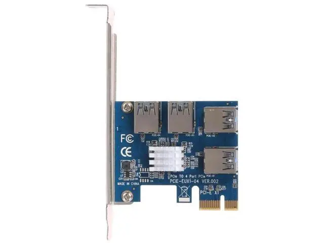 Alt view image 5 of 6 - PCIE PCI-E PCI Express Riser Card 1x to 16x 1 to 4 USB 3.0 Slot Multiplier Adapter for Bitcoin Miner for WinXP/Win7 8 10