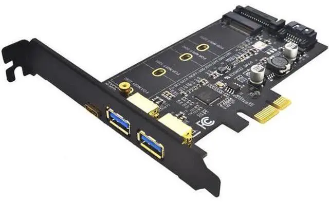 Alt view image 4 of 5 - 2x USB 3.0 & Type-c M.2 PCIe Adapter M2 SSD SATA B Key to PCI-e 3.0 Controller Converter Riser Card for 2280 2260 2242 2230 NGFF