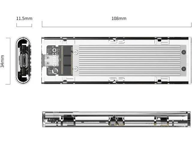 Alt view image 6 of 7 - NVME SSD Enclosure, M.2 NVME to USB C USB 3.1 Adapter with Case, Tool-Free USB3.1 Type-C Gen2 10Gbps to M.2 SSD Enclosure, Fit for 2230/2242/2260/2280 PCIe NVMe M-Key SSD -Silver