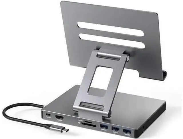 Main image of iPad Pro USB C Hub Cradle for iPad Pro M4 M2 M1 13 12.9 11-inch iPad Air Docking Station Foldable 4K 60Hz HDMI, PD Charging, SD/TF Card Reader, 3 USB 3.0, 3.5mm Audio, iPad Docking Station Accessories