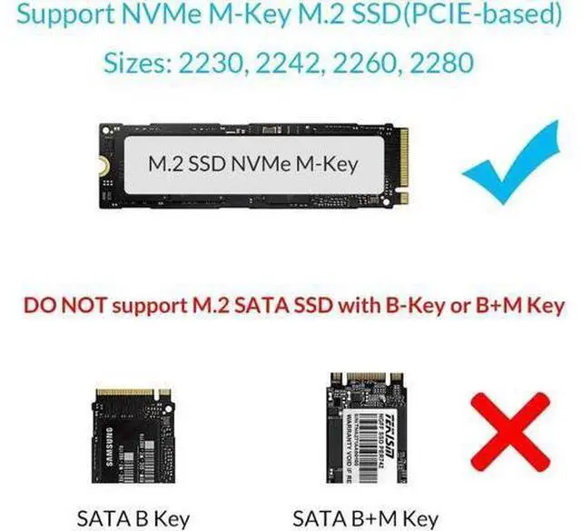 Alt view image 7 of 7 - NVME SSD Enclosure, M.2 NVME to USB C USB 3.1 Adapter with Case, Tool-Free USB3.1 Type-C Gen2 10Gbps to M.2 SSD Enclosure, Fit for 2230/2242/2260/2280 PCIe NVMe M-Key SSD -Black
