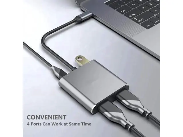Alt view image 2 of 6 - USB C Hub Adapter 4K 61hz to Dual HDMI-compatible Screen Expansion Type C Docking Station For Macbook Laptop Mobile Phone PCColor: blue (2 in 1 hd vga)