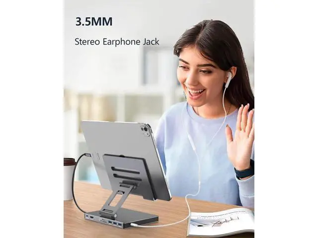 Alt view image 6 of 6 - iPad Pro USB C Hub Cradle for iPad Pro M4 M2 M1 13 12.9 11-inch iPad Air Docking Station Foldable 4K 60Hz HDMI, PD Charging, SD/TF Card Reader, 3 USB 3.0, 3.5mm Audio, iPad Docking Station Accessories