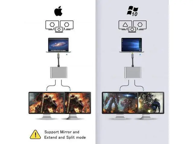 Alt view image 5 of 6 - USB C Hub Adapter 4K 61hz to Dual HDMI-compatible Screen Expansion Type C Docking Station For Macbook Laptop Mobile Phone PCColor: blue (2 in 1 hd vga)